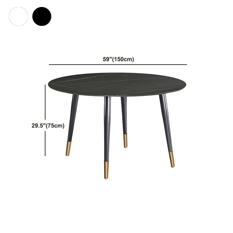 Traditional Luxury Dining Table Stone and Metal Round Tripod Base Dining Table