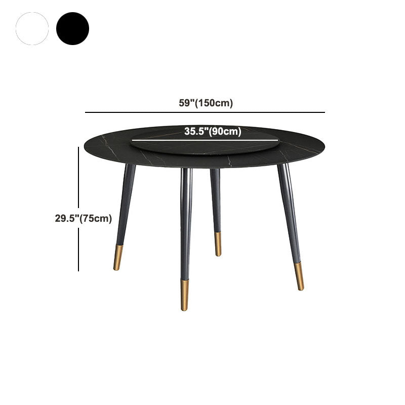 Traditional Luxury Dining Table Stone and Metal Round Tripod Base Dining Table