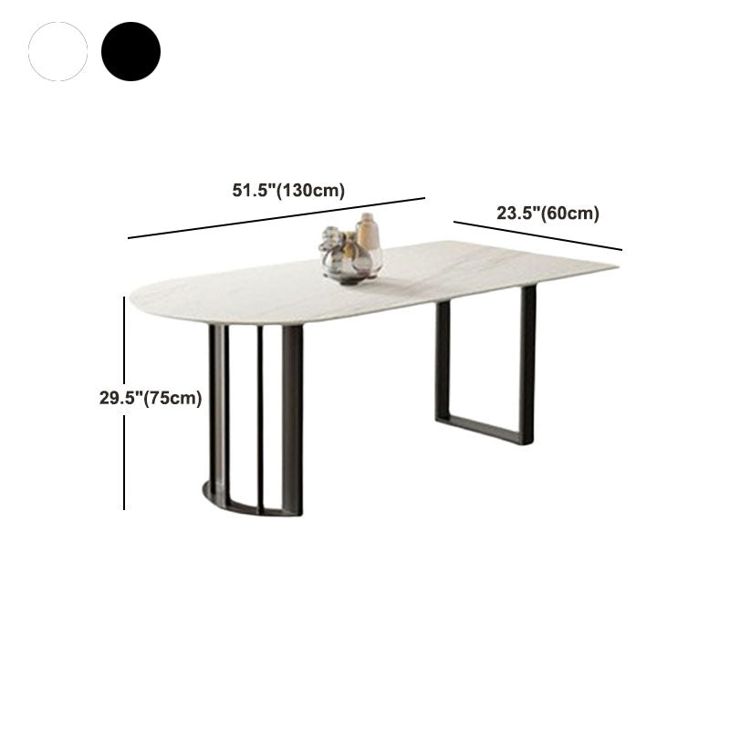 Irregular Shape White Table for Restaurant Sintered Stone Table with Double Pedestal