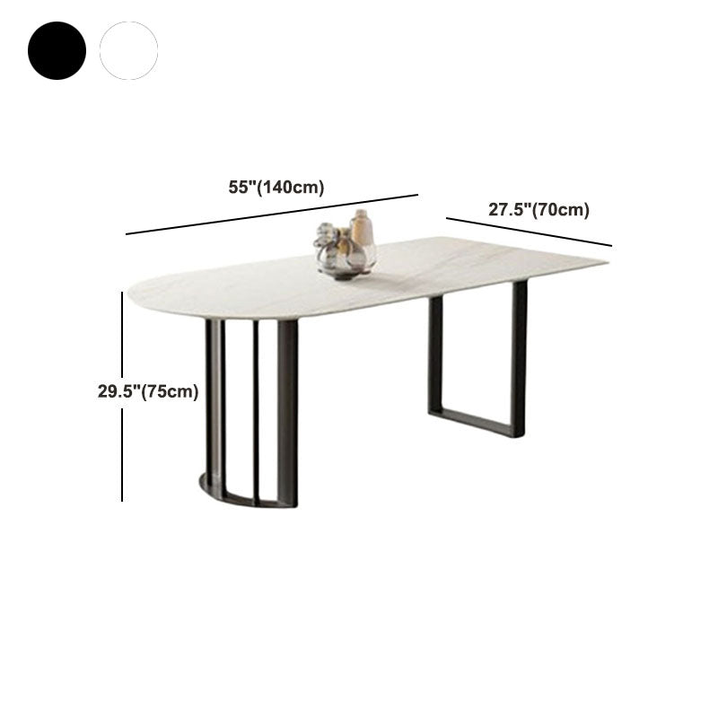 Irregular Shape White Table for Restaurant Sintered Stone Table with Double Pedestal