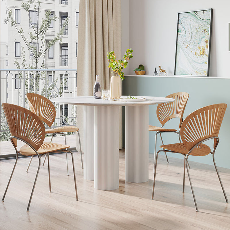 Contemporary Sintered Stone Dining Table Round Dinner Room Table with Pedestal Base