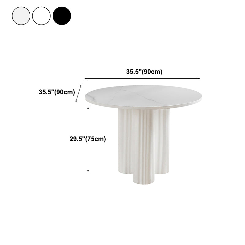 Contemporary Sintered Stone Dining Table Round Dinner Room Table with Pedestal Base