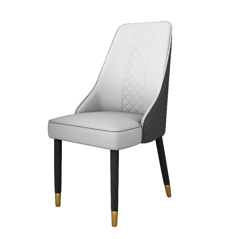 Scandinavian Style Leather Dining Chairs for Kitchen Armless Solid Back Chair