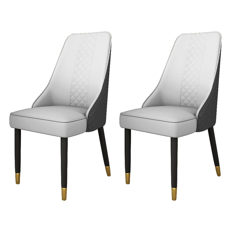 Scandinavian Style Leather Dining Chairs for Kitchen Armless Solid Back Chair