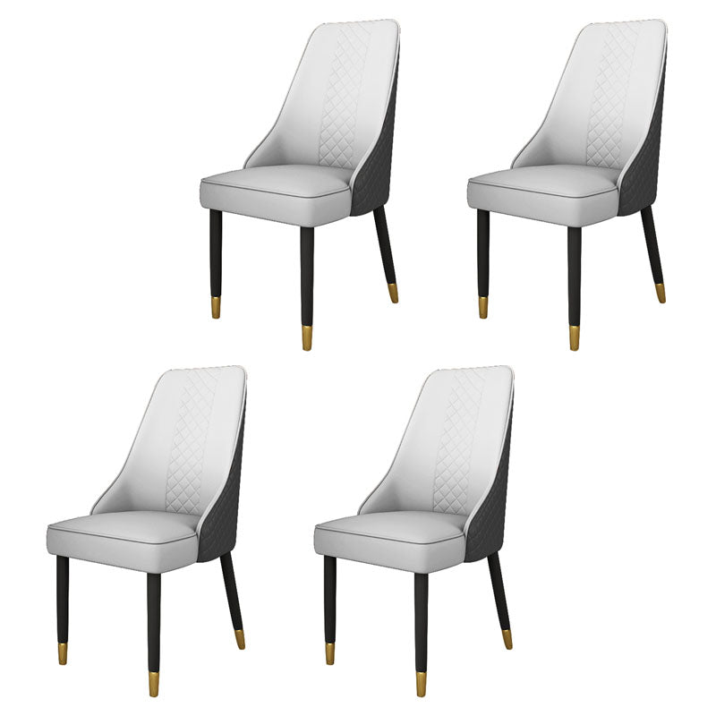Scandinavian Style Leather Dining Chairs for Kitchen Armless Solid Back Chair