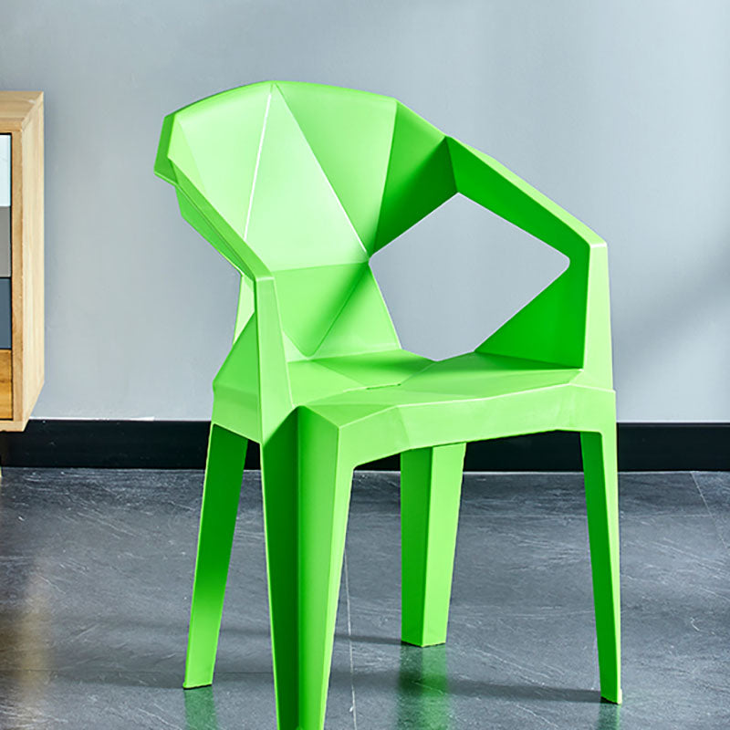 Contemporary Stackable Plastic Chair Slat Back Kitchen Arm Chair