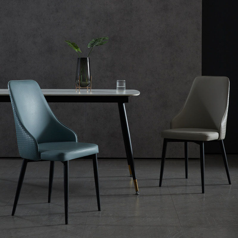 Contemporary Dining Chairs Kitchen Armless Chairs with Metal Legs