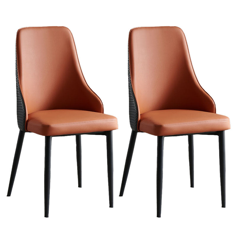 Contemporary Dining Chairs Kitchen Armless Chairs with Metal Legs