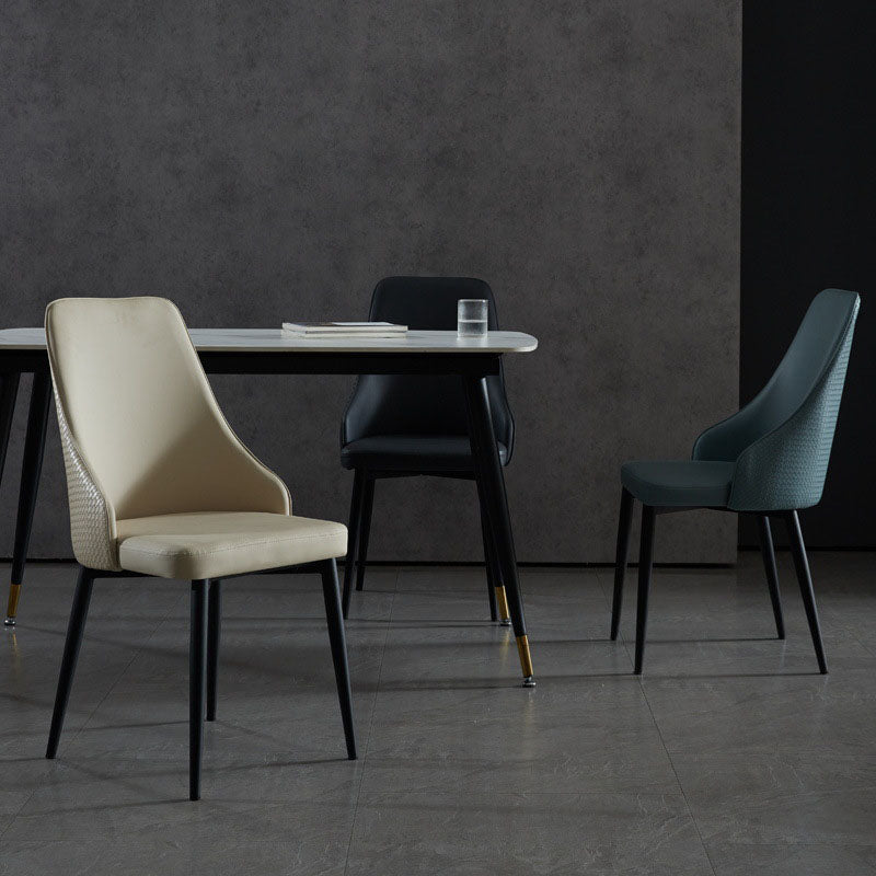 Contemporary Dining Chairs Kitchen Armless Chairs with Metal Legs