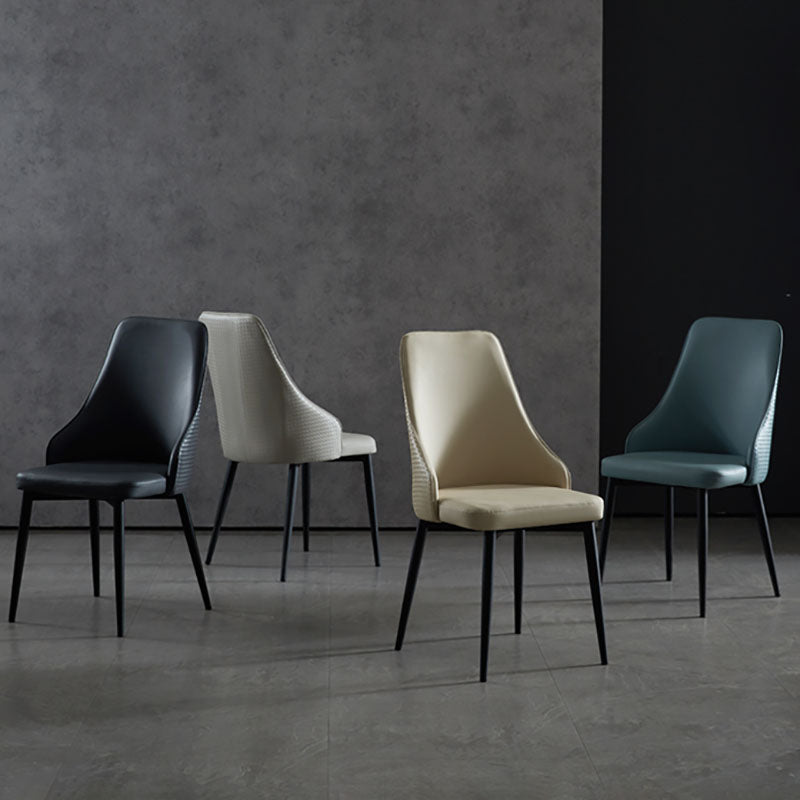Contemporary Dining Chairs Kitchen Armless Chairs with Metal Legs