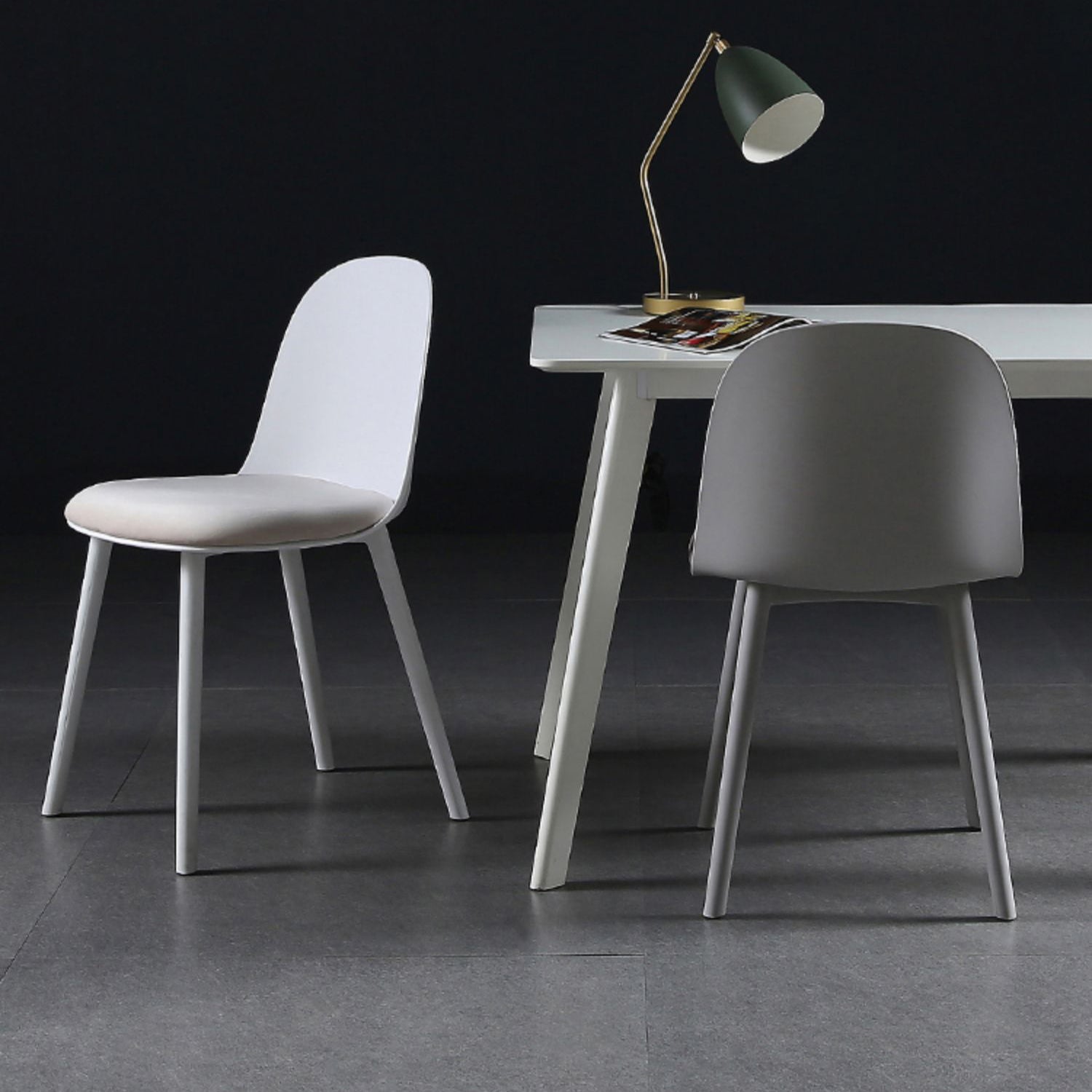 Scandinavian Plastic Kitchen Dining Room Chair Solid Back Side Chair