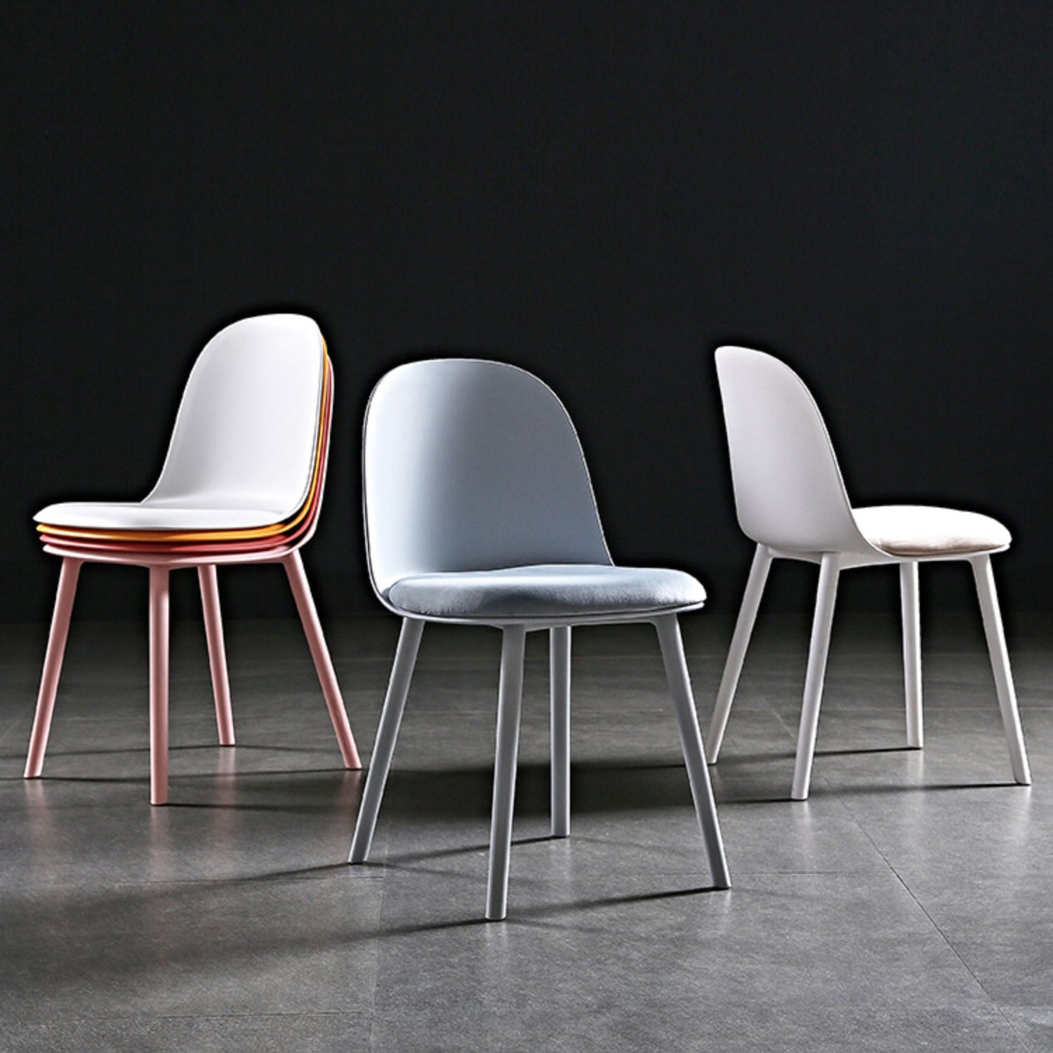 Scandinavian Plastic Kitchen Dining Room Chair Solid Back Side Chair