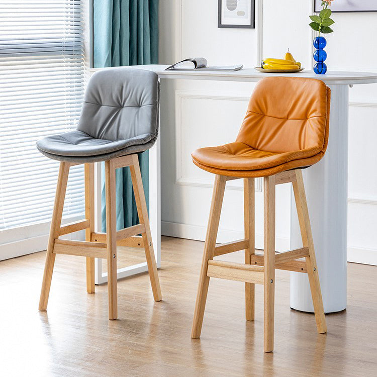 Modern Wood Kitchen Dining Room Armless Stool Low Back Bar Stool