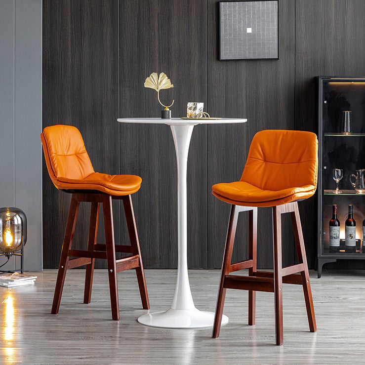 Modern Wood Kitchen Dining Room Armless Stool Low Back Bar Stool