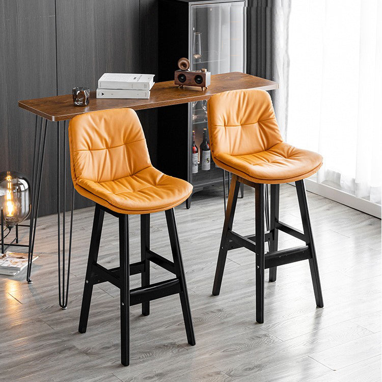 Modern Wood Kitchen Dining Room Armless Stool Low Back Bar Stool