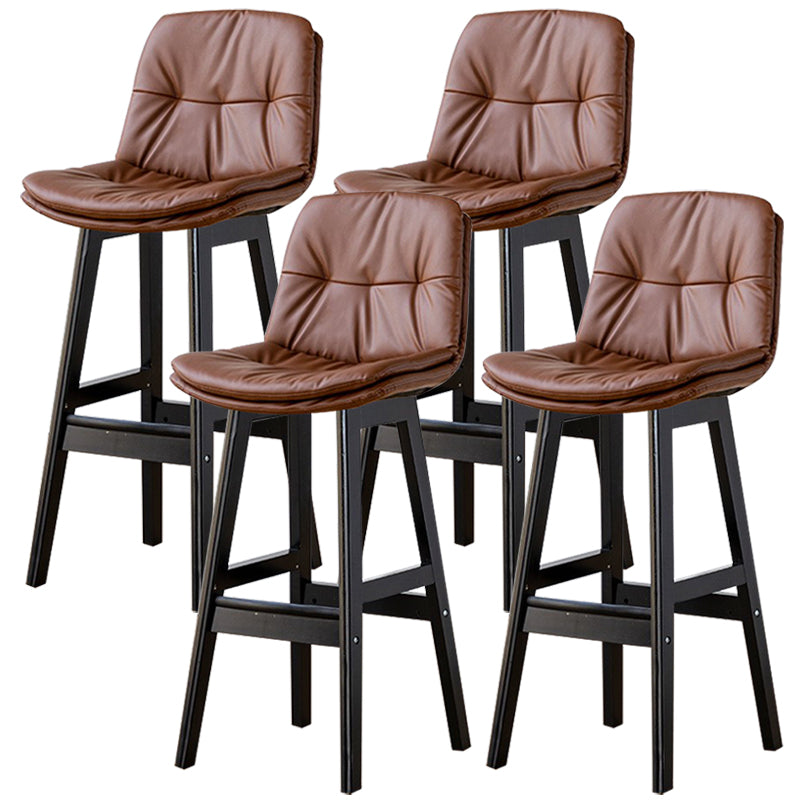 Modern Wood Kitchen Dining Room Armless Stool Low Back Bar Stool