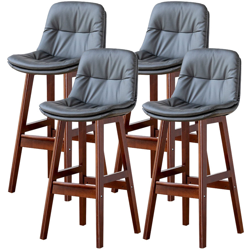 Modern Wood Kitchen Dining Room Armless Stool Low Back Bar Stool