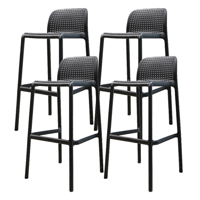 Contemporary PP Bar and Counter Stool Low Back Stool with 4 Legs