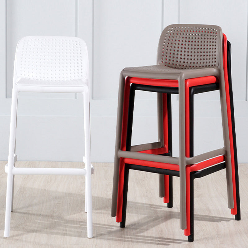 Contemporary PP Bar and Counter Stool Low Back Stool with 4 Legs