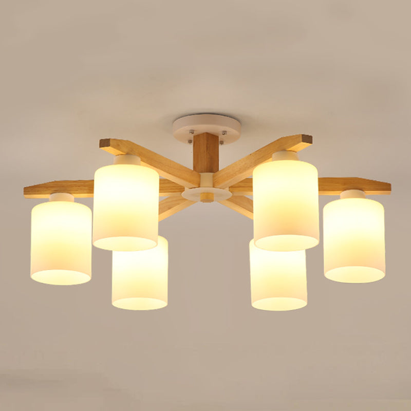Contemporary Flush Light Fixture Wood Flush Mount Lights in Brown for Living Room