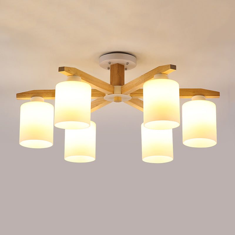 Contemporary Flush Light Fixture Wood Flush Mount Lights in Brown for Living Room