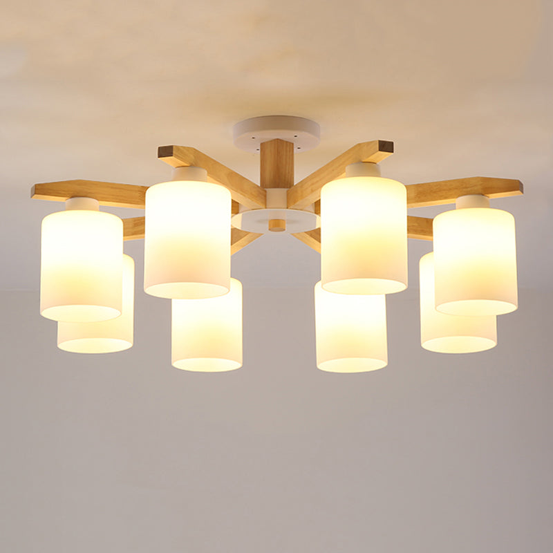 Contemporary Flush Light Fixture Wood Flush Mount Lights in Brown for Living Room