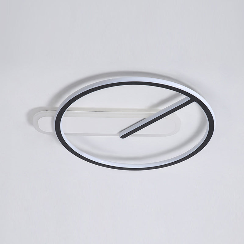 Zeitgenössische Flush-Leuchten Taktförmige 2 leichte Metallspüschmontagelampen in Schwarz