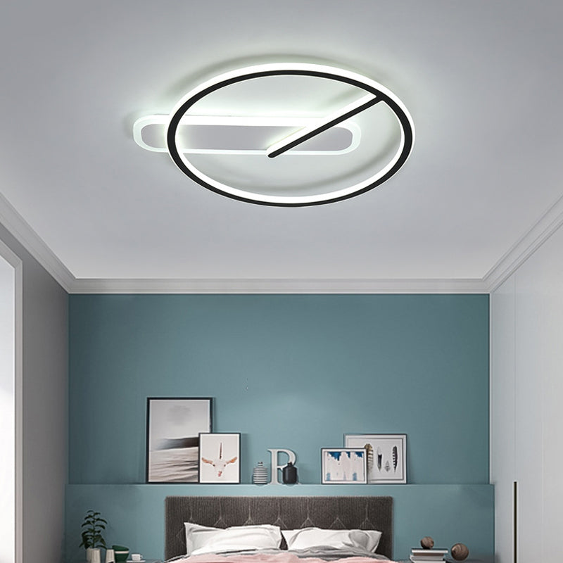 Zeitgenössische Flush-Leuchten Taktförmige 2 leichte Metallspüschmontagelampen in Schwarz