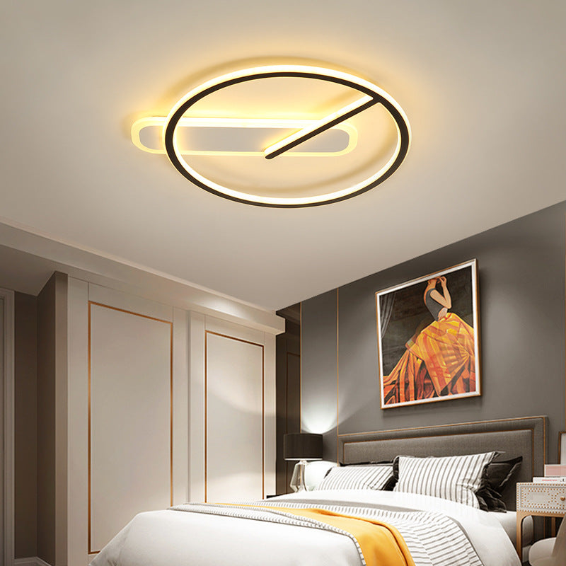 Zeitgenössische Flush-Leuchten Taktförmige 2 leichte Metallspüschmontagelampen in Schwarz