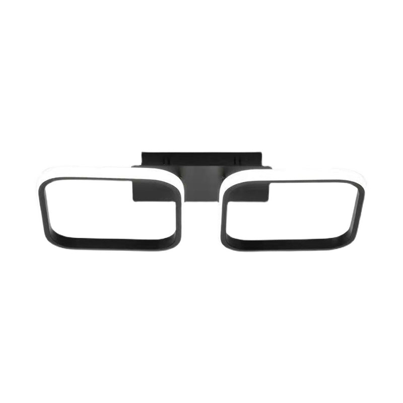 Metall quadratische Schatten Flush Deckenleuchte moderne Multi -Leuchten Flush -Montierung in Schwarz