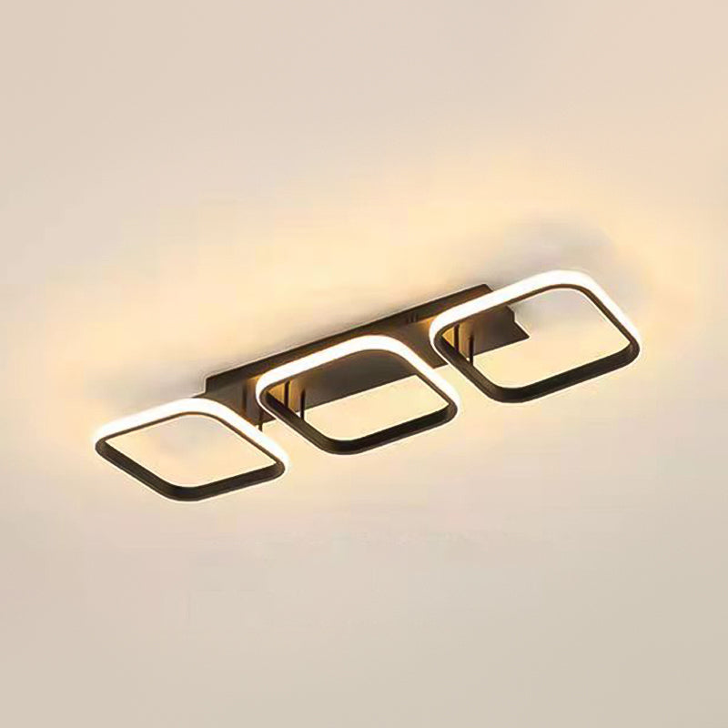 Metall quadratische Schatten Flush Deckenleuchte moderne Multi -Leuchten Flush -Montierung in Schwarz