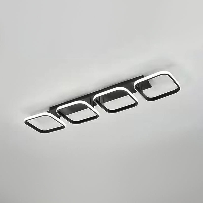 Metall quadratische Schatten Flush Deckenleuchte moderne Multi -Leuchten Flush -Montierung in Schwarz