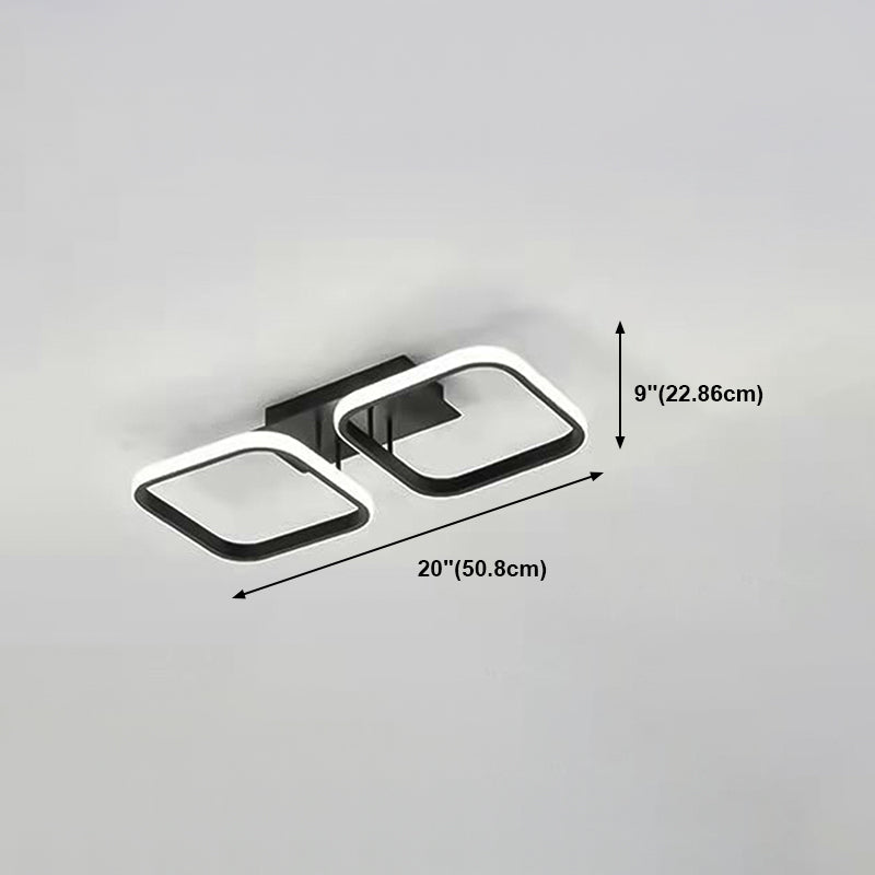 Metall quadratische Schatten Flush Deckenleuchte moderne Multi -Leuchten Flush -Montierung in Schwarz