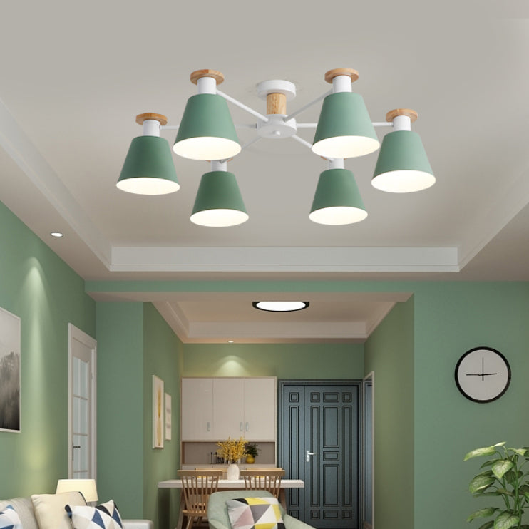 Moderne Kegelschatten Deckenlampe Metall mehrköpfige Deckenbeleuchtung für Restaurant