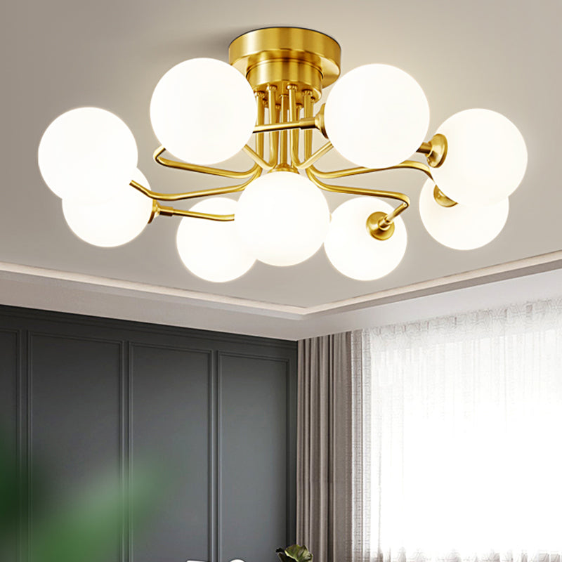 Contemporary Sphere Flush Light Fixture Glass Flush Mount Ceiling Fixture in Gold