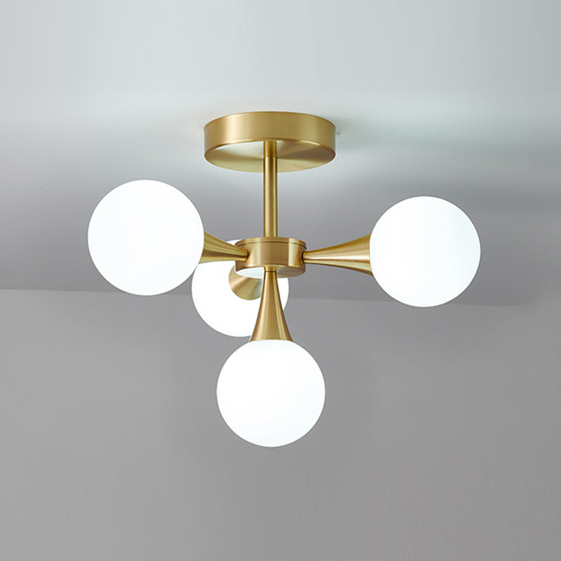 Contemporary Sphere Flush Light Fixture Glass Flush Mount Ceiling Fixture in Gold