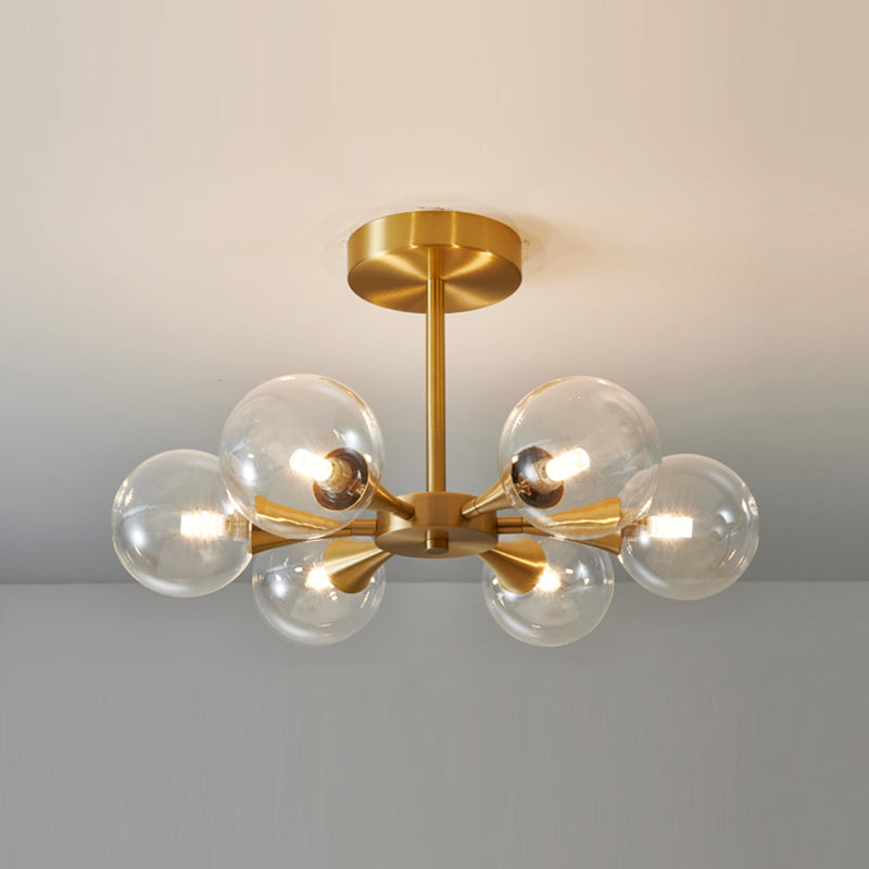 Contemporary Sphere Flush Light Fixture Glass Flush Mount Ceiling Fixture in Gold