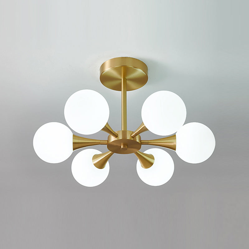 Contemporary Sphere Flush Light Fixture Glass Flush Mount Ceiling Fixture in Gold