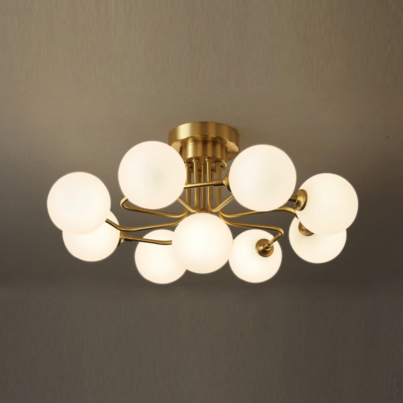 Contemporary Sphere Flush Light Fixture Glass Flush Mount Ceiling Fixture in Gold