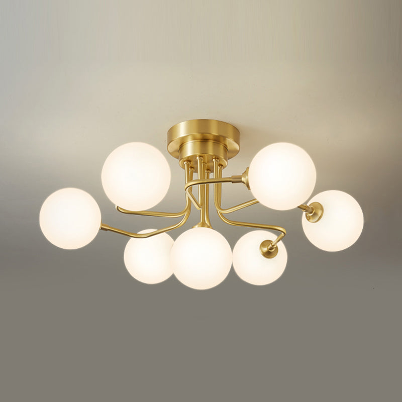 Contemporary Sphere Flush Light Fixture Glass Flush Mount Ceiling Fixture in Gold