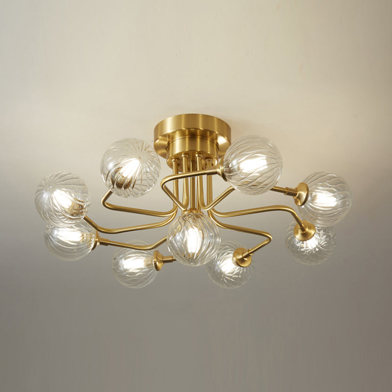 Contemporary Sphere Flush Light Fixture Glass Flush Mount Ceiling Fixture in Gold