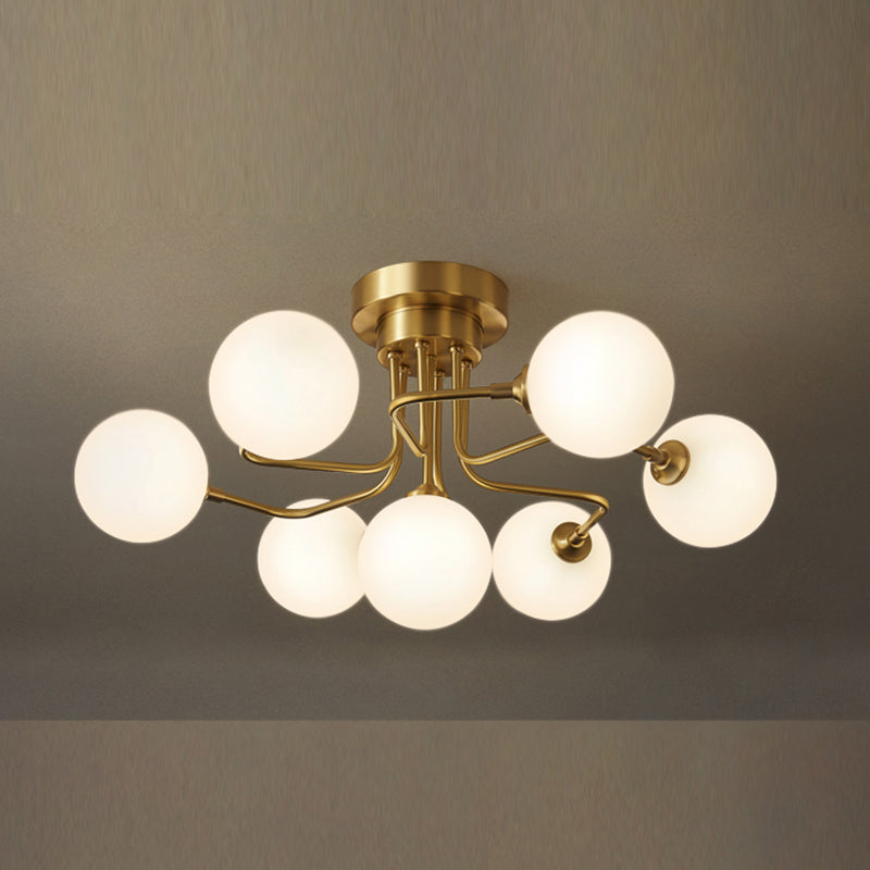 Contemporary Sphere Flush Light Fixture Glass Flush Mount Ceiling Fixture in Gold
