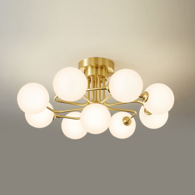 Contemporary Sphere Flush Light Fixture Glass Flush Mount Ceiling Fixture in Gold