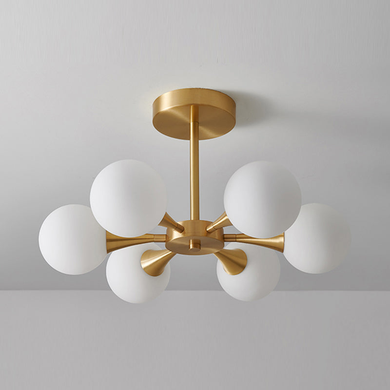 Contemporary Sphere Flush Light Fixture Glass Flush Mount Ceiling Fixture in Gold