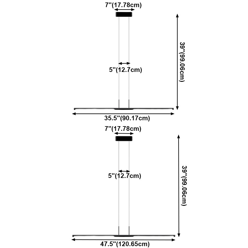 Moderner Stil linearer Anhänger Lichter Metall 2 leichte hängende Leuchten