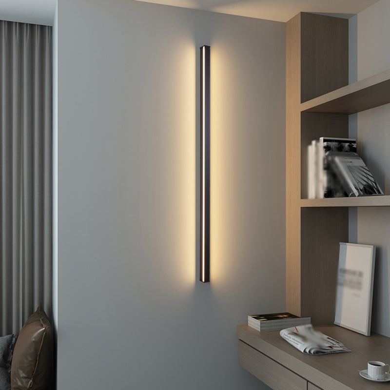 Sombra lineal Maledina de metal Distone moderno de estilo 1 luces de montaje de pared lámpara en negro