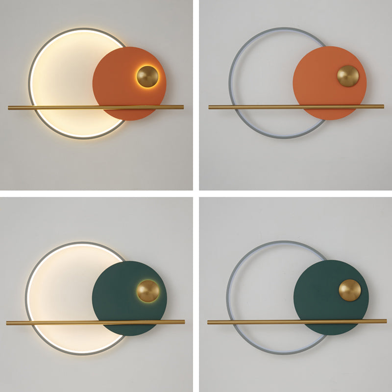 Round Shape Metal Wall Lights Modern Style Wall Mounted Light Fixtures