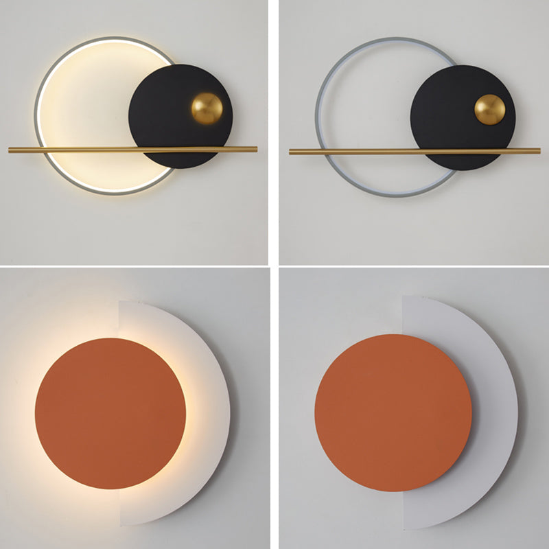 Round Shape Metal Wall Lights Modern Style Wall Mounted Light Fixtures
