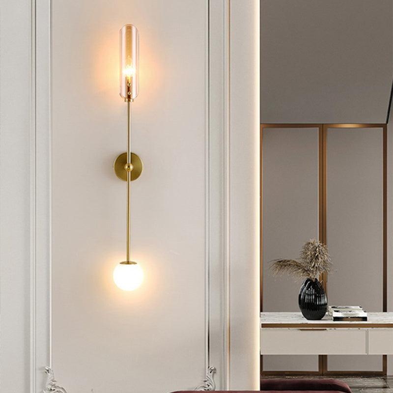 Nórdica Media de metal pared de pared de dorada de oro con vidrio para sala de estar