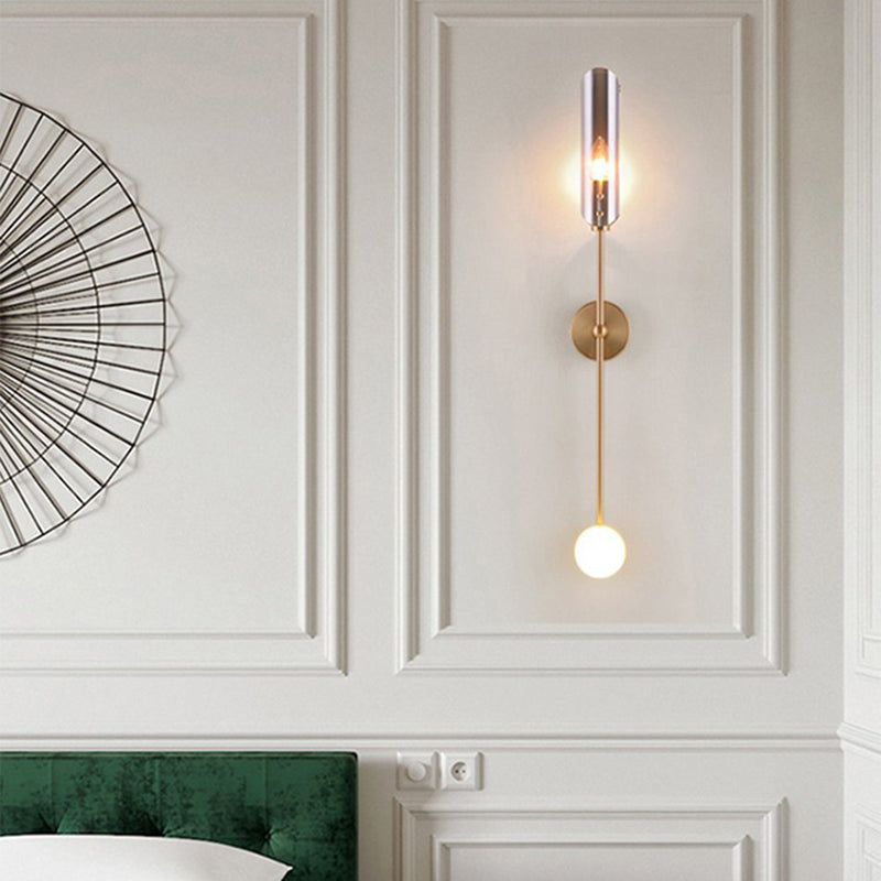 Nórdica Media de metal pared de pared de dorada de oro con vidrio para sala de estar